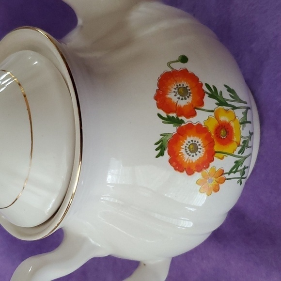 Vintage Festival Stoneware Gres Floral China Teapot-Gold Trimmed - Picture 8 of 10